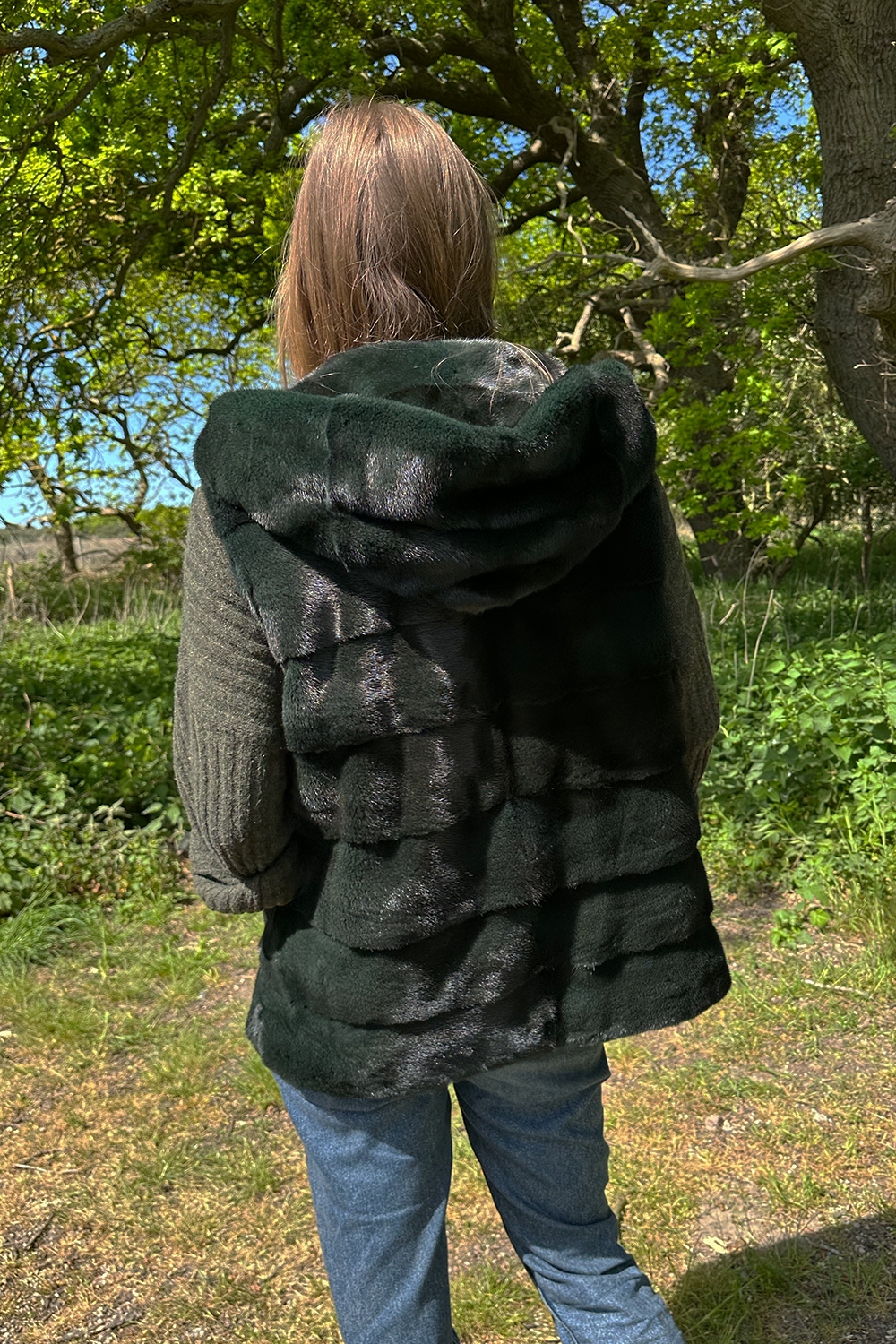 Mørkegrøn mink vest - Vintage