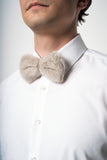 Silver mink bowtie