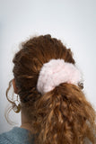 Pink mink scrunchie