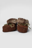 Brown lambskin baby shoes