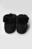 Black lambskin baby shoes