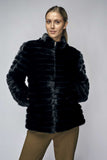 Scan black mink fur jacket with collar