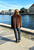 Stribet mahogany mink jakke - Vintage