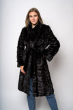 Mørk mahogany mink frakke