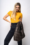 Grey mink bag