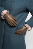 Beige mink gloves