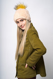 Beige mink hat